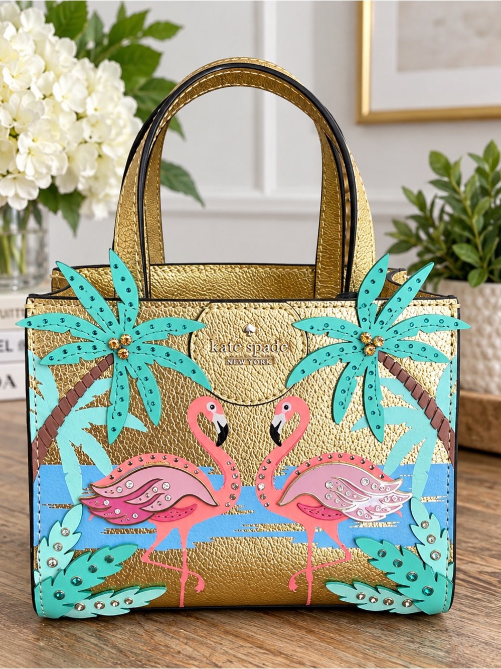 Rare Kate Spade Flamingo Scene Small Sam Bag Multi By the Pool PXRU8943 NWT